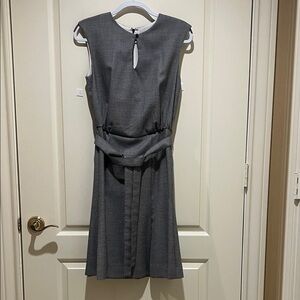 Sleeveless Gray Belted A-Line Dress